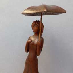 Wood Sculpture Rainy Day Wood Carving Boho Home Decor Gift Idea Valentine's - thumbnail 3