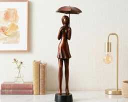Wood Sculpture Rainy Day Wood Carving Boho Home Decor Gift Idea Valentine's - thumbnail 1