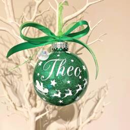Personalised Santa Sleigh Christmas Bauble, Reindeer & Ornament, Decoration