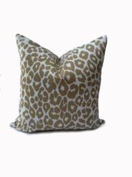 Schumacher Iconic Leopard Gold Indoor/Outdoor Cushion Cover Pillow Double Sided - thumbnail 1
