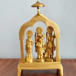 Brass Ram Darbar Statue Rama, Sita, Laxman, Hanuman - 23cm - thumbnail 4