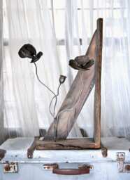 Wall Sculpture Of Metal Flower, Poppy Bunch in Unusual Wood Frame By Thesteelstylethings - thumbnail 1