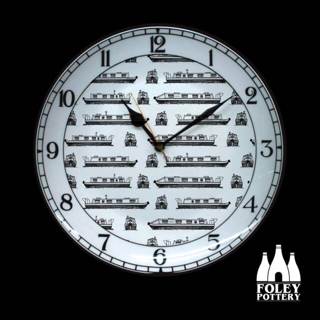Otc Canal Boat, Narrow Barge - Illustrated Fine Bone China Clock - image 1