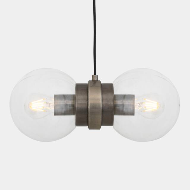 Eske Double Glass Globe Pendant Light, Clear Or Opal 13.75 - image 1