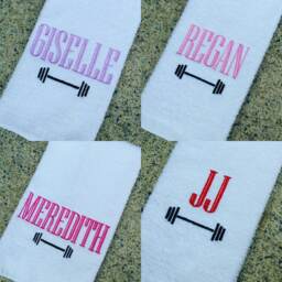 Personalized Barbell Gym Towel Monogrammed Sports Sweat Towel - thumbnail 2