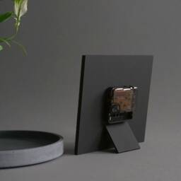 Minimalist Recycled Paper Mantel Clock, Grey & Gold Modern Table Eco Friendly Decoraion For Office Desk, 1st Anniversary Gift Her - thumbnail 4