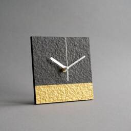 Minimalist Recycled Paper Mantel Clock, Grey & Gold Modern Table Eco Friendly Decoraion For Office Desk, 1st Anniversary Gift Her - thumbnail 2