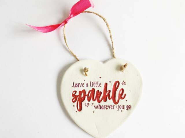 Sparkle Life Quote Heart Ornament Plaque Empowering Saying Sign Thoughtful Meaningful Friends Family Gift - image 1