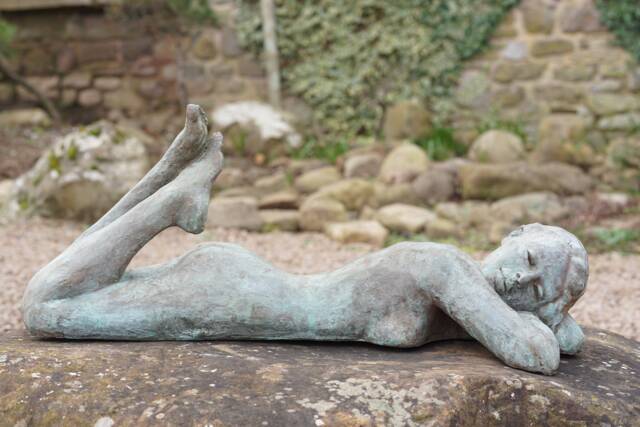 Siesta Bronze Resin With Verdigris Patina Garden Sculpture By Christine Baxter - image 1