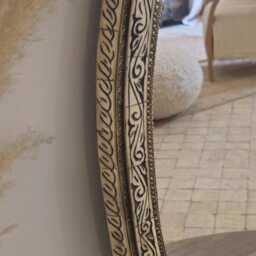 Oval Moroccan Oriental Mirror With Cow Bone Frame - thumbnail 3