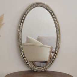 Oval Moroccan Oriental Mirror With Cow Bone Frame - thumbnail 2