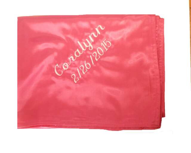 Baby's First Valentine's Day Blanket Satin Baby - Embroidered Personalized With Child's Name Color Choices - image 1