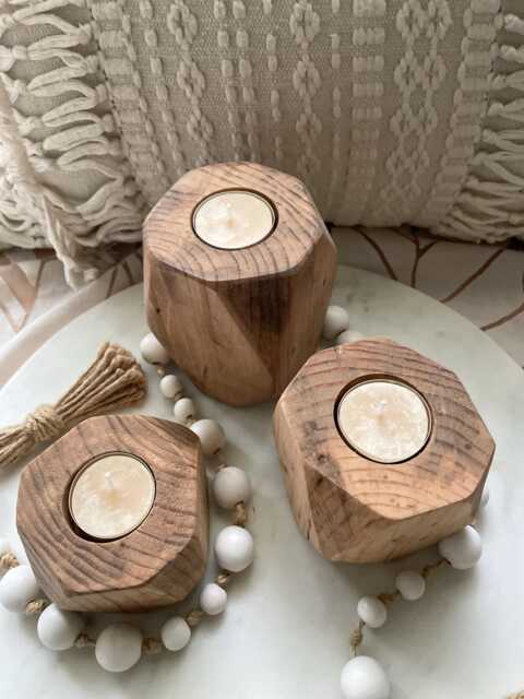 Geometric Wooden Candle Holders {Tea Light} - image 1