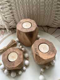 Geometric Wooden Candle Holders {Tea Light} - thumbnail 1