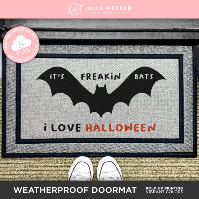 It's Freakin Bats I Love Halloween - Outdoor Personalized Rug Fall Decor Washable Custom Welcome Doormat - image 1