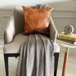 Copper Art Silk Sequin Embellished Circle & Dots Pattern, Modern Throw Pillow Cover/Euro Sham - Swirls - thumbnail 3