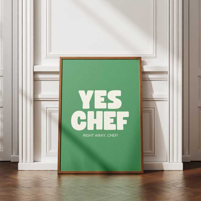Yes Chef, Bold Text Kitchen Poster Print, Unique Home Decor, Wall Art, High-Quality Chef Quote Poster, Fun Prints - image 1