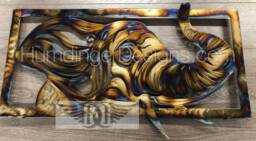 Majestic Elephant Metal Wall Art - Trunk Up Hand Polished - thumbnail 1