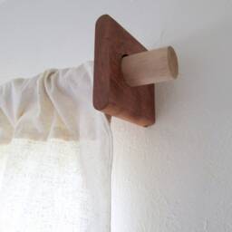 Modern Soft Square Curtain Rod Bracket - Walnut, Cherry, Oak, Maple. Minimal Holder Solid Wood with Natural Finish - thumbnail 3