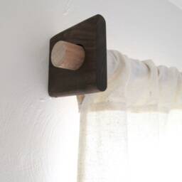 Modern Soft Square Curtain Rod Bracket - Walnut, Cherry, Oak, Maple. Minimal Holder Solid Wood with Natural Finish - thumbnail 2