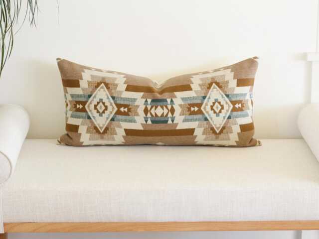 14x30 Rock Point Wool Pillow Cover, Tan & Cream Southwestern Cover - Made To Order - image 1