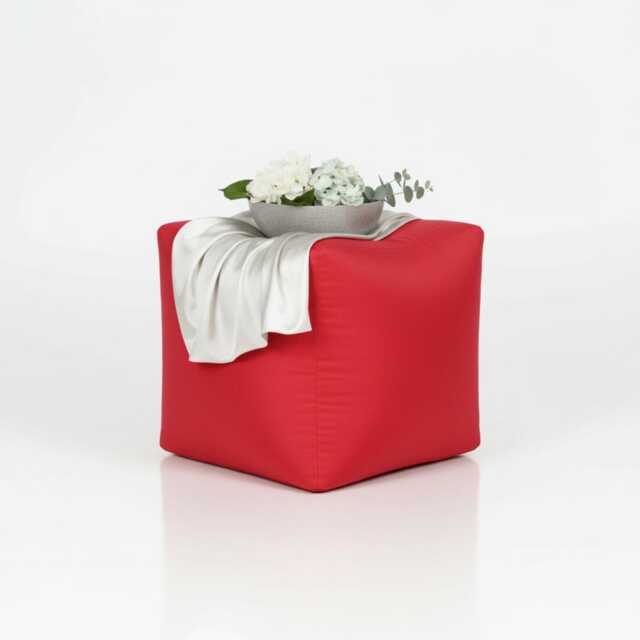 Pouffe Footstools Red Bean Bag Ottoman Style Outdoor Water Resistant Polyester Foot Rest - image 1