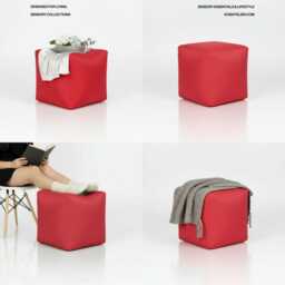 Pouffe Footstools Red Bean Bag Ottoman Style Outdoor Water Resistant Polyester Foot Rest - thumbnail 3