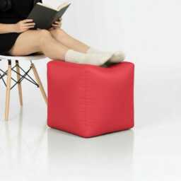 Pouffe Footstools Red Bean Bag Ottoman Style Outdoor Water Resistant Polyester Foot Rest - thumbnail 2