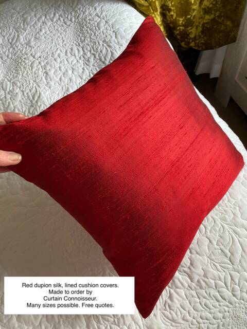 Red Silk Cushion Cover. Custom Made To Order. Bespoke Goods, Luxury Throw Pillows, Bedroom Decor, Large Living Room Accent - image 1
