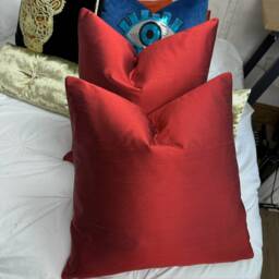 Red Silk Cushion Cover. Custom Made To Order. Bespoke Goods, Luxury Throw Pillows, Bedroom Decor, Large Living Room Accent - thumbnail 2
