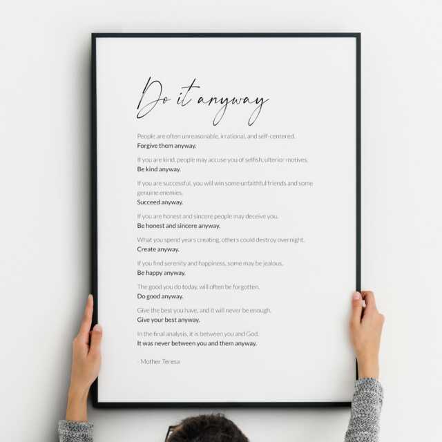 Do It Anyway Print - Mother Teresa Poem Inspirational Prayer Wall Art Christian Home Decor Unframed - image 1
