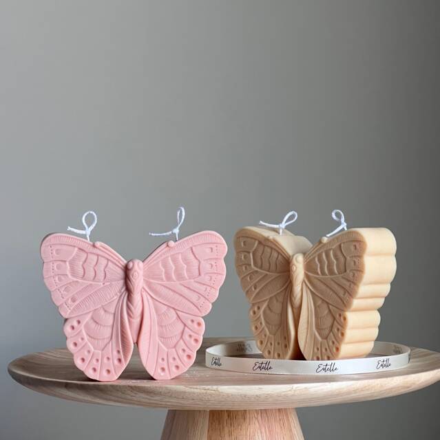 Handmade Soy Butterfly Candle - Decorative Pillar - image 1
