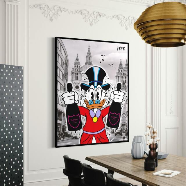Scrooge Mcduck - Super Quality Canvas Champagne Art London City Alec Monopoly Banksy Wall Decor - image 1