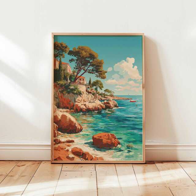 Hvar Poster, Croatia Travel Print, Wall Art, Croatian Island Decor, Posters, Coastal Gift Artwork, Adriatic Sea Poster - image 1