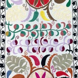 Hand Embroidered Suzani Tapestry Uzbek Floral Boho Wall Hanging - thumbnail 2