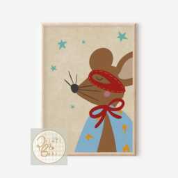 Set Of 3 Bright Boys Room Or Nursery Prints. Super Hero Mouse, Long Live Boyhood & Dog. - Unframed - thumbnail 2