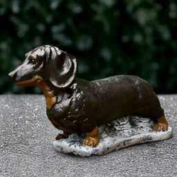 Concrete Dachshund Dog Statue Stone Wiener Garden Decoration Large Outdoor Pet Memorial Art Dachshund Grave Marker - thumbnail 4