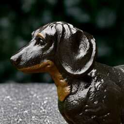Concrete Dachshund Dog Statue Stone Wiener Garden Decoration Large Outdoor Pet Memorial Art Dachshund Grave Marker - thumbnail 3