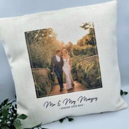 Photo Cushion Cover With Picture & Wording, Customised Cushion, Wedding Gift Anniversary Gift, Birthday For Mum Grandma - thumbnail 1