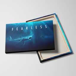 Fearless Scuba Diver Shark Ocean Motivational Inspirational, Framed Canvas Wall Art Poster Print, Home Office & Room Decor, Gift Idea - thumbnail 2