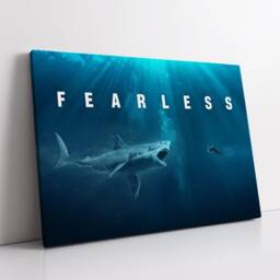 Fearless Scuba Diver Shark Ocean Motivational Inspirational, Framed Canvas Wall Art Poster Print, Home Office & Room Decor, Gift Idea - thumbnail 3