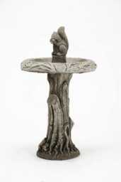 31.5' Tall Stone Cast Garden Birdbath With Squirrel, Dgs Statues - thumbnail 3