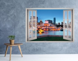 Buckingham Fountain Window 3D Wall Decal Art Removable Wallpaper Mural Sticker Vinyl Home Decor - thumbnail 1