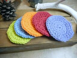 Baby Pure Cotton Crocheted Round Facial Wash Cloths. Coral Lemon - Lime Orange Blue Lavender Handmade Set Of 5 Face Cloths Shower Gift