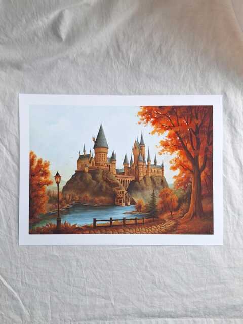 Castle in Autumn Archival Art Print From Original Acrylic Painting By Claire Williams - image 1
