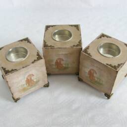 Tealight Holder Candle Shabby Vintage Style Lady Love Couple Handmade - thumbnail 2