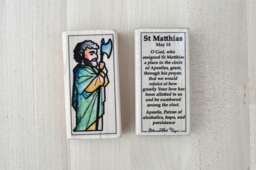 st Matthias Patron Saint Block With Gift Bag // Patron Of Hope, Persistence, & Alcoholics Catholic Toys By Almondrod - thumbnail 1