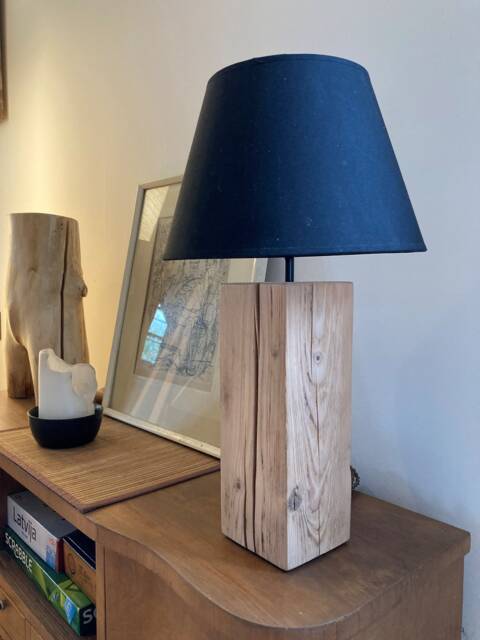 Reclaimed Wood Table Lamp Base, Handmade, Waxed Finish - image 1