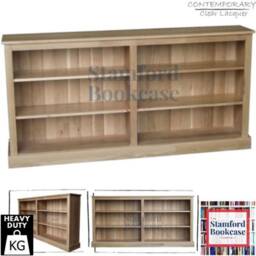 Solid Oak 3Ft X 6Ft Low Bookcase, Handcrafted Display Shelving Unit - thumbnail 2
