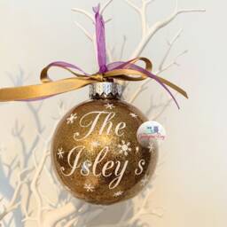 Personalized Surname Christmas Bauble Handmade Glitter Ornament - thumbnail 4